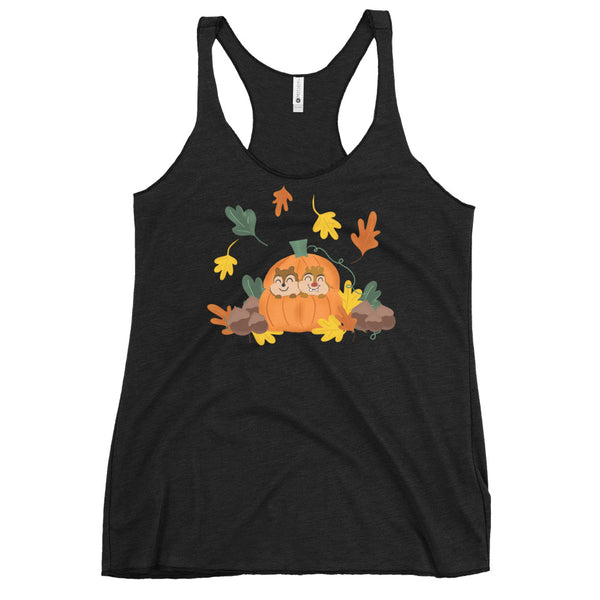 Chip and Dale Fall Pumpkin Disney Halloween Women's Racerback Tank