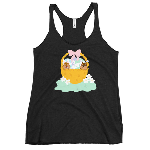 Chip and Dale Disney Easter Basket Spring Flowers Women's Racerback Tank