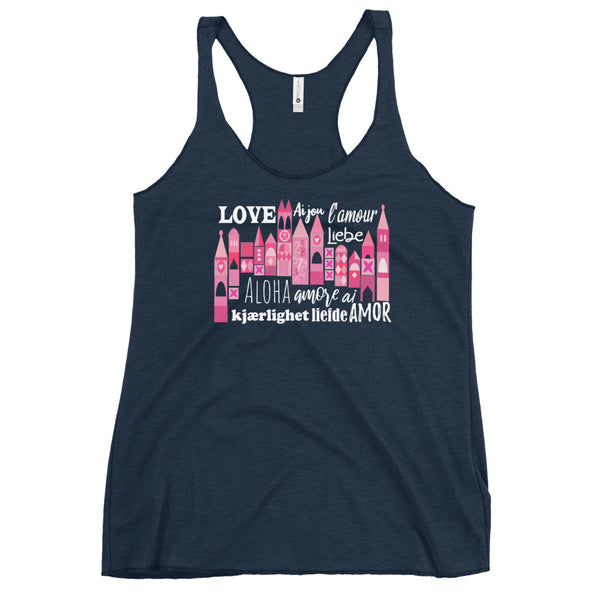 Small World Love Tank Top Disney Valentine's Day Language of Love Women's Racerback Tank