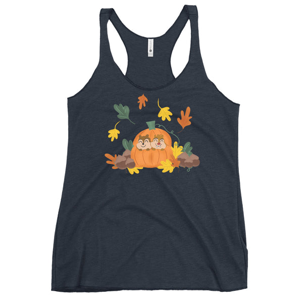 Chip and Dale Fall Pumpkin Disney Halloween Women's Racerback Tank