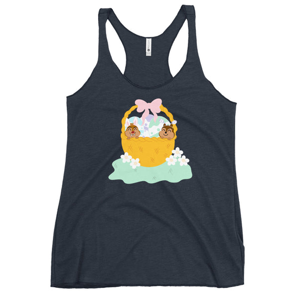 Chip and Dale Disney Easter Basket Spring Flowers Women's Racerback Tank