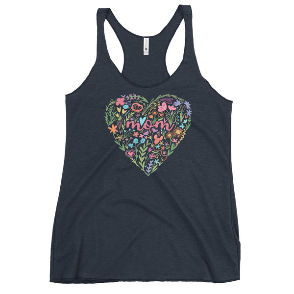 Disney Mom Floral Heart Tank Top Mickey Balloon Disney Heart Women's Racerback Tank