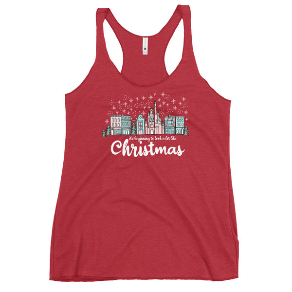 Christmas on Main Street Tank Top It's Beginning to Look a Lot Like Christmas Disney Christmas Women's Racerback Tank
