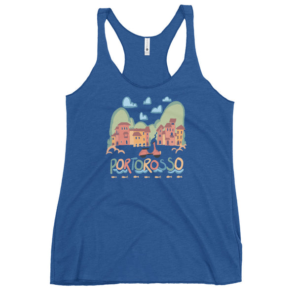 Portorosso Tank Top Luca Landscape with Vespa Disney Pixar Racerback Tank