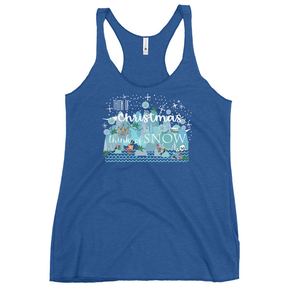 Christmas in Neverland Tank Top Disney Shirt Think of Christmas Think of Snow Women's Racerback Tank