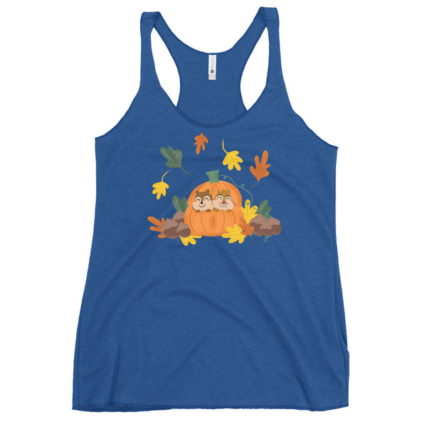 Chip and Dale Fall Pumpkin Disney Halloween Women's Racerback Tank