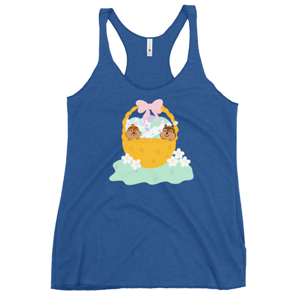 Chip and Dale Disney Easter Basket Spring Flowers Women's Racerback Tank