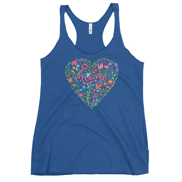 Disney Mom Floral Heart Tank Top Mickey Balloon Disney Heart Women's Racerback Tank