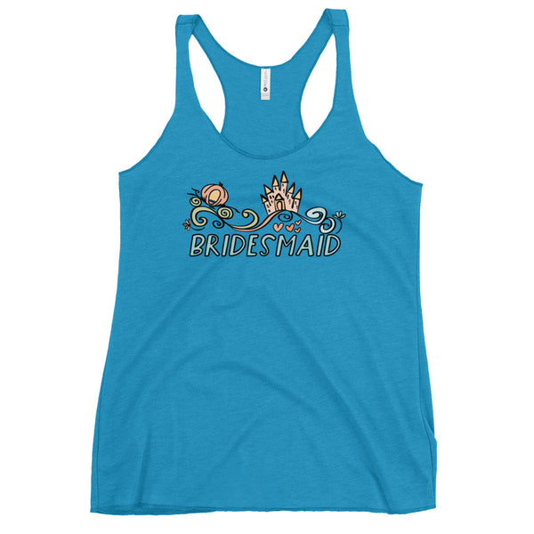 Disney Wedding Bridesmaid Tank Top Cinderella Castle and Carriage Disney Bridesmaid Women's Racerback Tank
