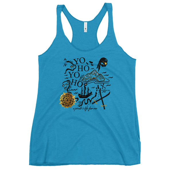 Pirates of the Caribbean Map Tank Top Disney Shirt Disney Pirates Yo Ho Yo Ho a Pirates Life Women's Racerback Tank Top