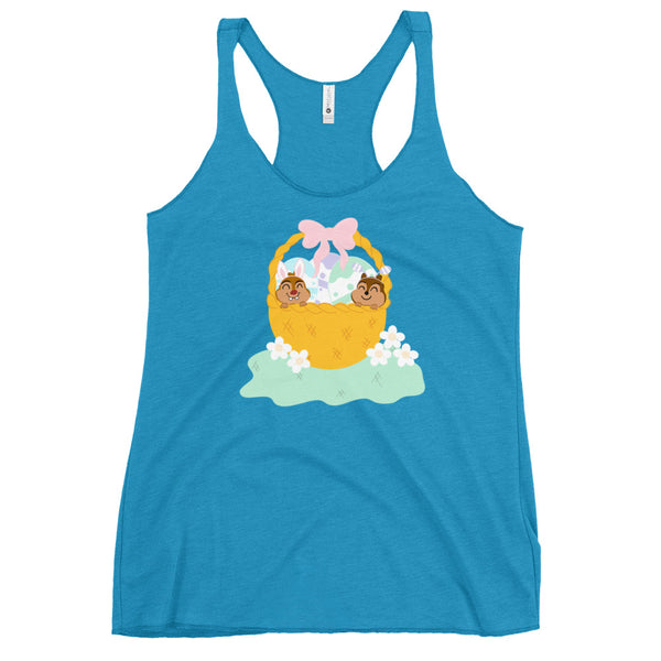 Chip and Dale Disney Easter Basket Spring Flowers Women's Racerback Tank