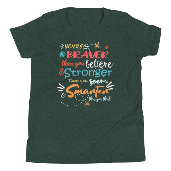 Winnie the Pooh Kids Disney Quote T-Shirt, You're Braver than you Believe Disney Kids T-shirt