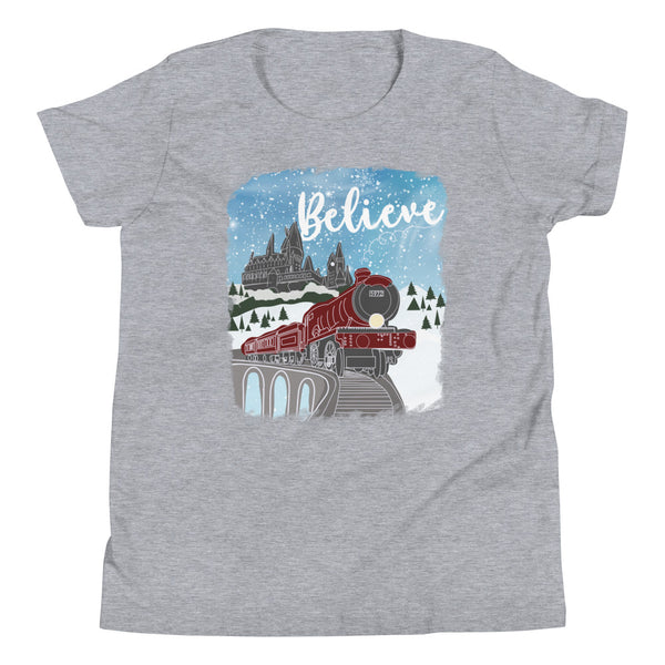 Christmas Castle and Train Kids Short Sleeve T-Shirt