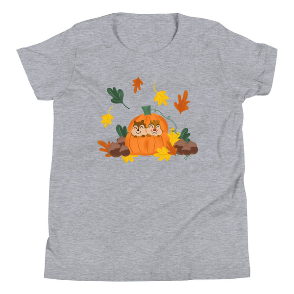 Chip and Dale Fall Pumpkin Disney Halloween Youth Short Sleeve T-Shirt