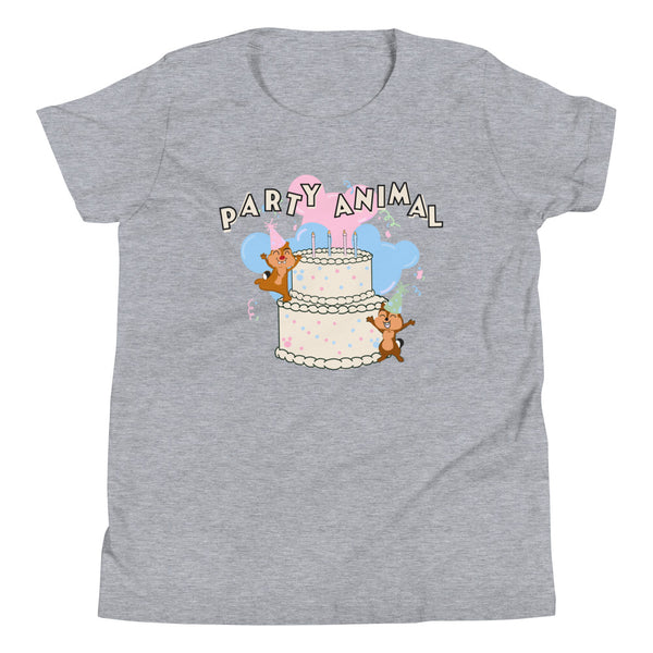 Disney Birthday Kids Chip and Dale Party Animal Celebration Youth Short Sleeve T-Shirt