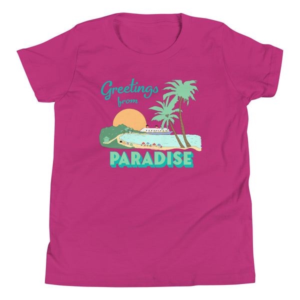 Disney Cruise Kids Castaway Cay Greetings from Paradise Youth Short Sleeve T-Shirt