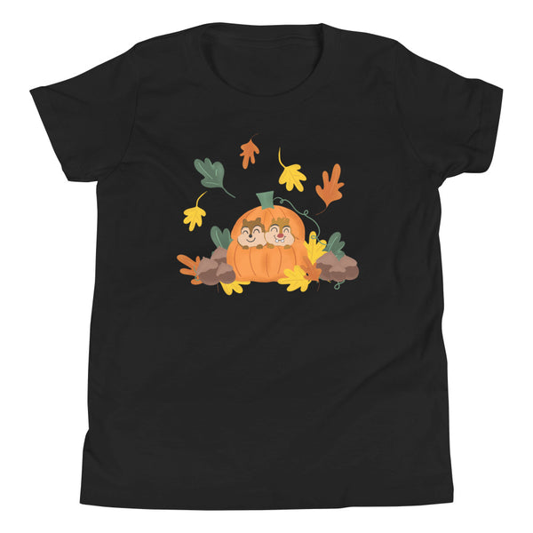 Chip and Dale Fall Pumpkin Disney Halloween Youth Short Sleeve T-Shirt