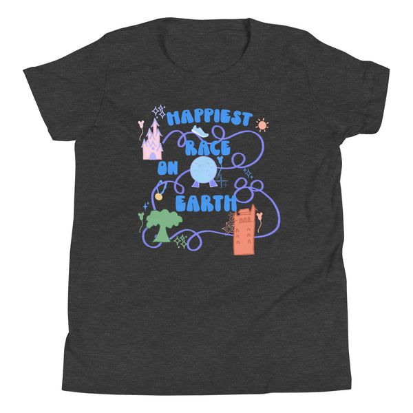 runDisney Happiest Race on Earth Disney running four parks Youth Short Sleeve T-Shirt