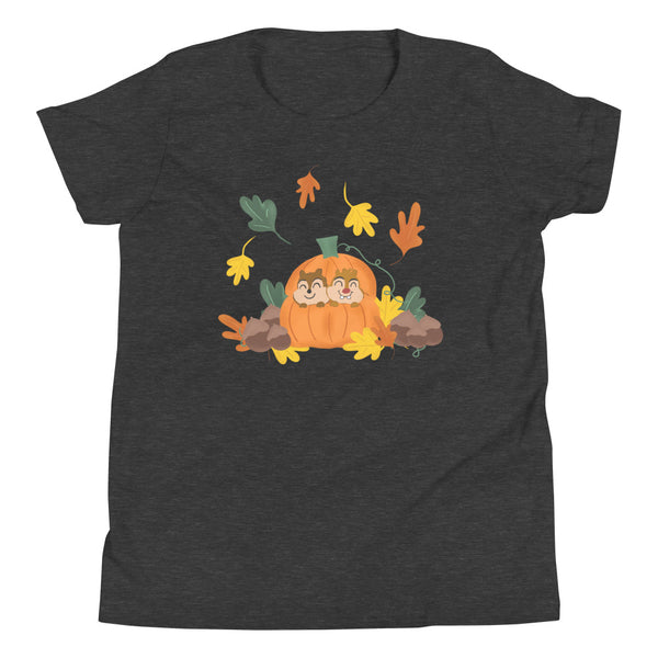 Chip and Dale Fall Pumpkin Disney Halloween Youth Short Sleeve T-Shirt