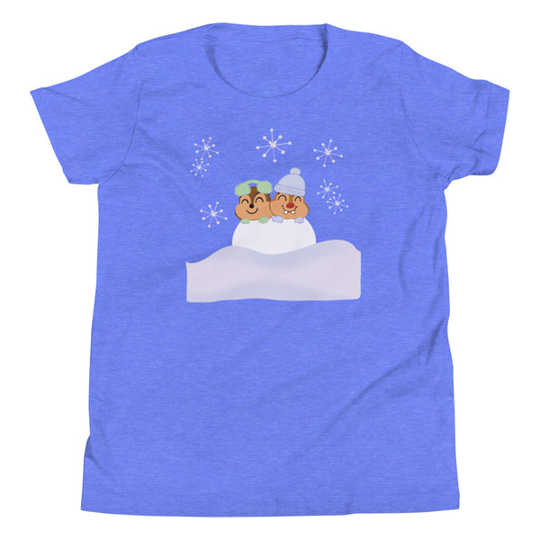 Chip and Dale Snow Much Fun Disney Winter Youth Short Sleeve T-Shirt