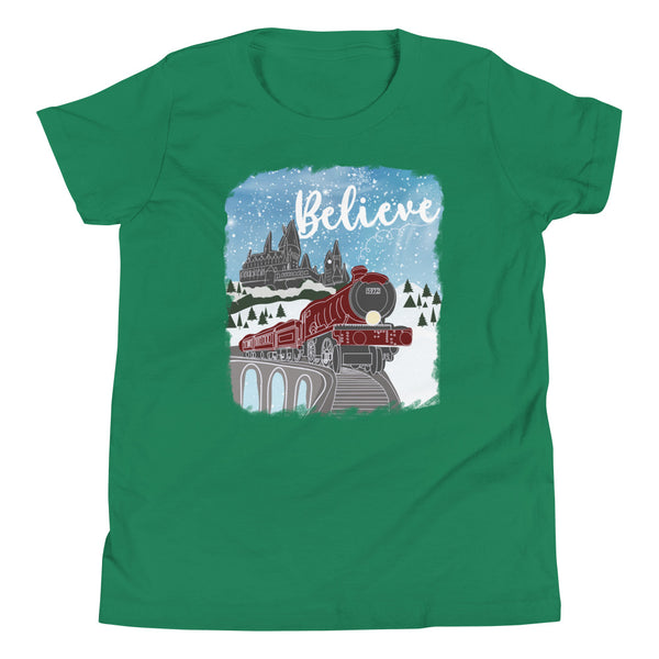 Christmas Castle and Train Kids Short Sleeve T-Shirt