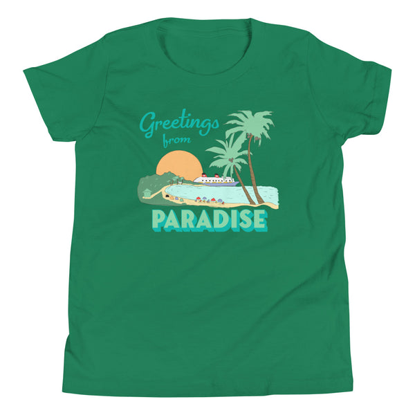 Disney Cruise Kids Castaway Cay Greetings from Paradise Youth Short Sleeve T-Shirt