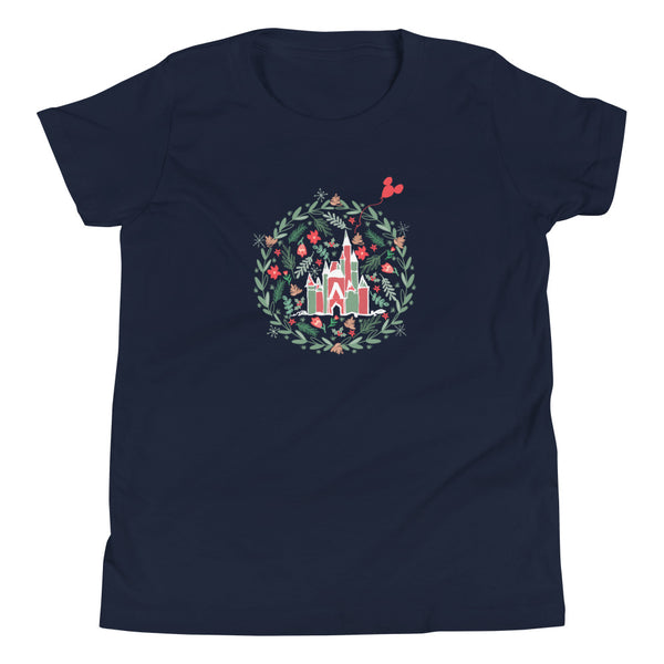 Cinderella's Castle Christmas Kids T-Shirt Christmas Garden Disney Holiday Kids T-shirt