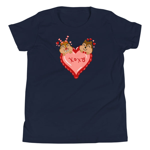 Chip and Dale Valentine's Day Love Youth Short Sleeve T-Shirt