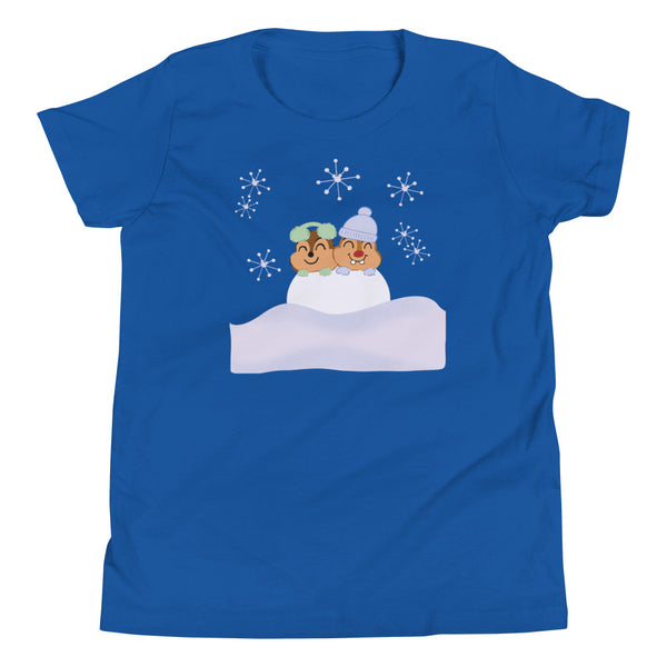 Chip and Dale Snow Much Fun Disney Winter Youth Short Sleeve T-Shirt
