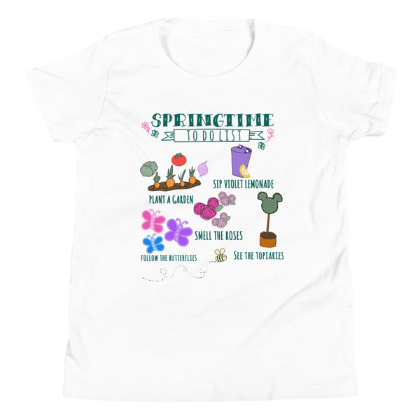 Disney Flower and Garden Springtime To Do List Youth Short Sleeve T-Shirt