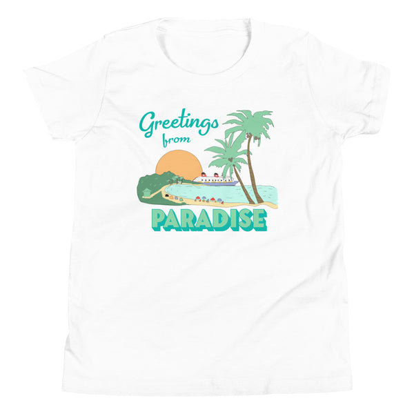 Disney Cruise Kids Castaway Cay Greetings from Paradise Youth Short Sleeve T-Shirt