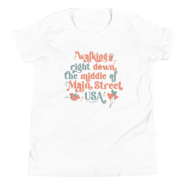 Main Street USA Fall Disney Kids Shirt Magic Kingdom in Autumn Youth Short Sleeve T-Shirt