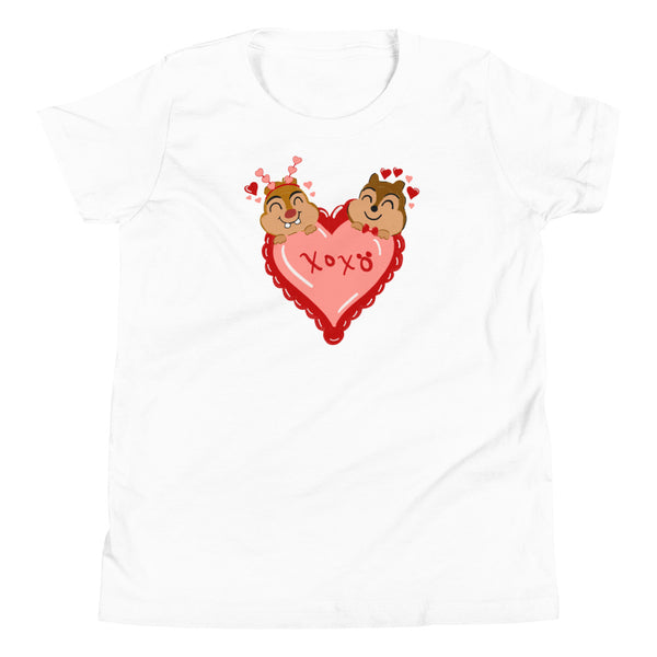 Chip and Dale Valentine's Day Love Youth Short Sleeve T-Shirt