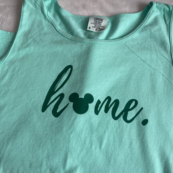 Mickey Home Tank Top Comfort Colors- READY TO SHIP- Green Ink - SMALL Island Reef
