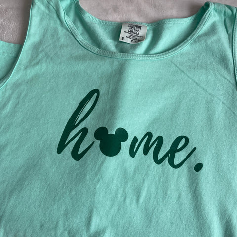 Mickey Home Tank Top Comfort Colors- READY TO SHIP- Green Ink - SMALL Island Reef