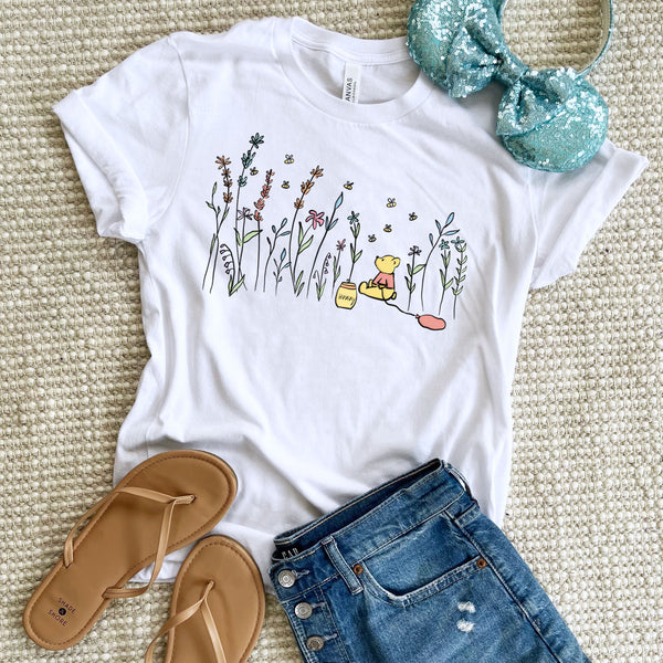 Pooh Bear T-Shirt Wildflowers Disney Winnie the Pooh Springtime T-Shirt