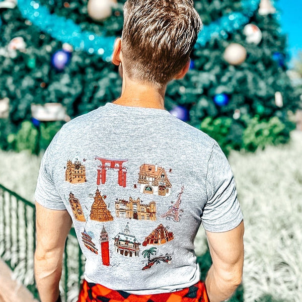 Epcot Holiday T-Shirt Joy to the World Showcase Christmas Short-Sleeve Unisex T-Shirt