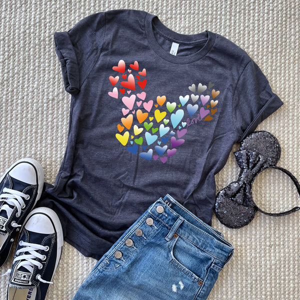 Disney Pride T-shirt Rainbow Mickey Disney Pride Colors Mickey Hearts Pride Nite T-Shirt