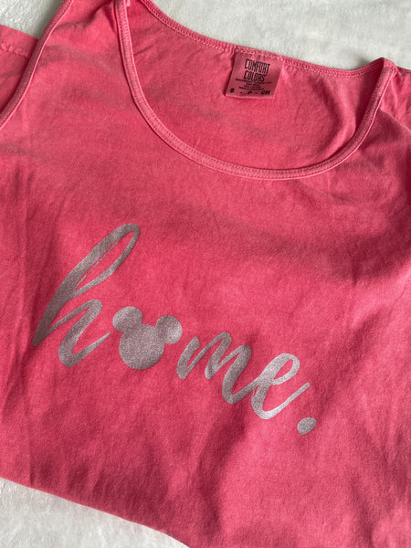 Mickey Home Tank Top Comfort Colors- READY TO SHIP- Silver Shimmer Ink - SMALL Watermelon
