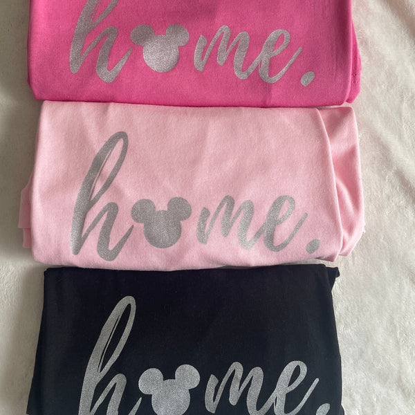 Disney Mickey Home BELLA CANVAS Shirt Silver Shimmer Ink - SMALL -READY TO SHIP