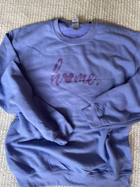Periwinkle Purple Mickey Home Sweatshirt - READY TO SHIP - purple shimmer ink- Medium