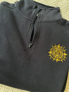 Pirates of the Caribbean EMBROIDERED quarter zip Sweatshirt - READY TO SHIP- Navy - MEDIUM