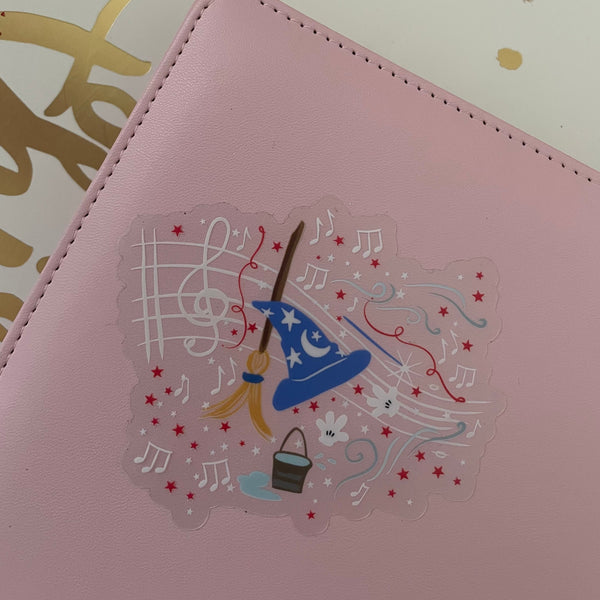 Disney Sorcerer's Apprentice Clear Sticker Fantasia Disney Sorcerer Mickey Music Transparent Sticker- 3 x 3
