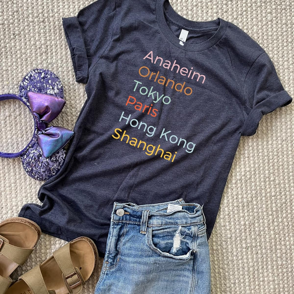 Disney Parks T-Shirt Disney Cities Disney Bucket List Unisex T-Shirt