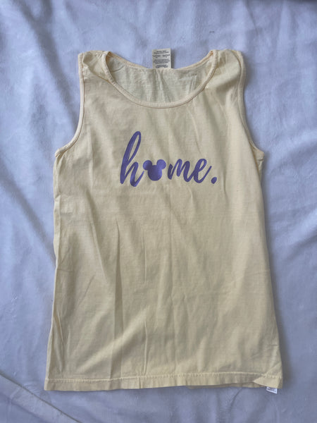 Mickey Home Tank Top Comfort Colors- READY TO SHIP- Purple Shimmer Ink - SMALL Yellow