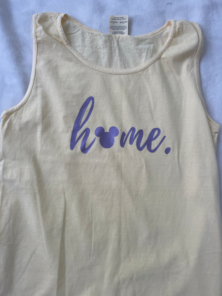 Mickey Home Tank Top Comfort Colors- READY TO SHIP- Purple Shimmer Ink - SMALL Yellow
