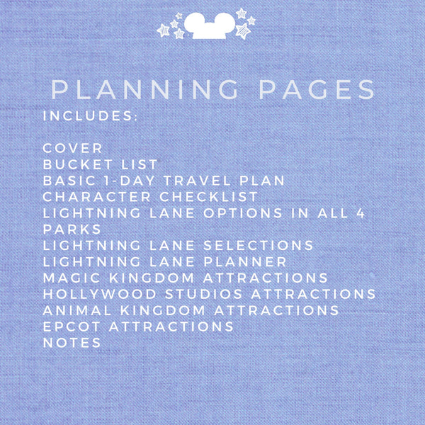 Disney Vacation Planner LIGHTNING LANE Planner Printable