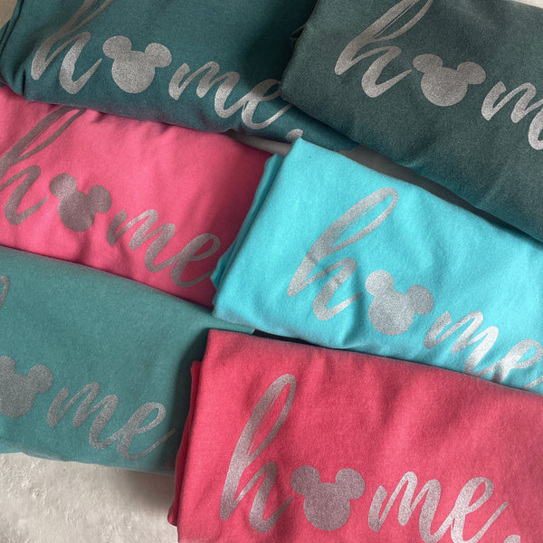 Mickey Home T-shirt Comfort Colors-READY TO SHIP- Silver Shimmer Ink