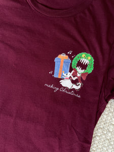 Nightmare Before Christmas two sided shirt- READY TO SHIP-maroon- SMALL