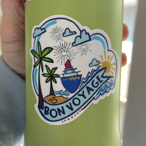 Disney Cruise Bon Voyage Cruise Sticker DCL Sticker for Water Bottles, Laptops, Journals, Kindle